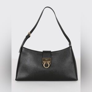 Salvatore Ferragamo Saffiano Gancio Leather Shoulder Bag